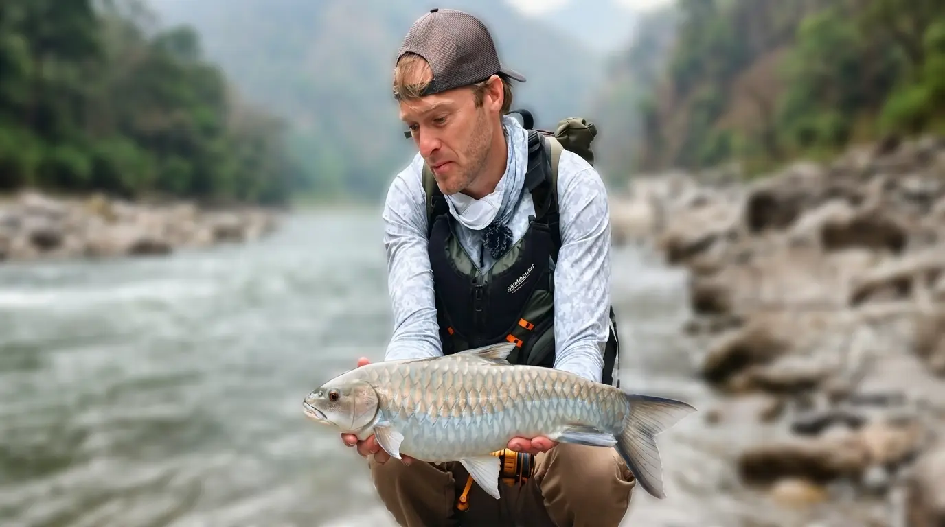 Fly fishing on the Mangde Chhu river near Panbang